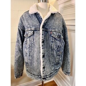 Vtg 80S Levi's Acid Wash Mens L Sherpa Lined Denim Trucker Jacket 70609-0219 USA